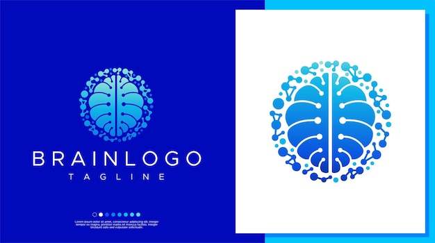 Network brain logo design vector. Modern brain logo design template.