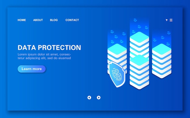 Network data protection and processing concept Blockchain technology flat isometric 