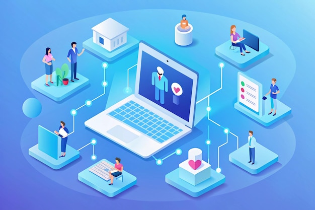 network database vector isometric illustrations