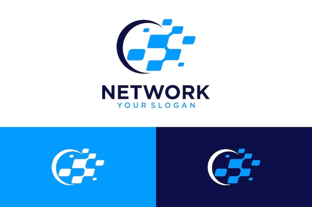 network logo design with world and signal