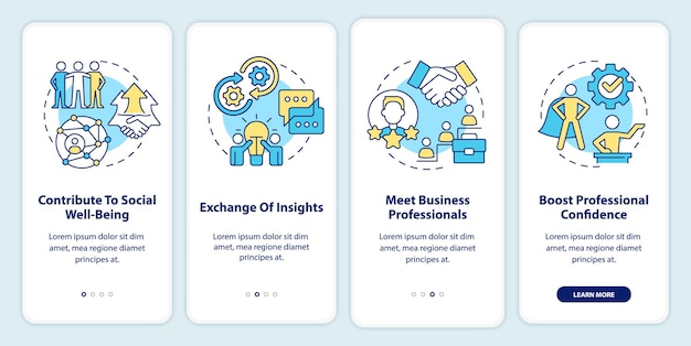 Networking to career growth onboarding mobile app screen