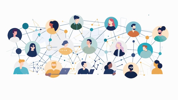 Networking Connection Flat Style Vector Isolated Illustration for Technology Concepts