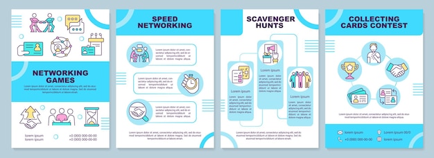 Networking games blue brochure template