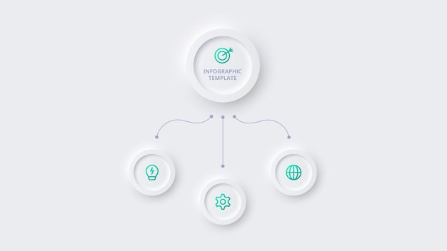 Vector neumorphic flow chart infographic creative concept for infographic with 3 steps options parts or processes