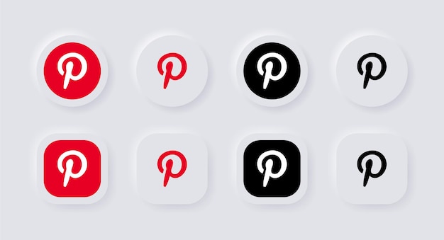 neumorphic pinterest logo icon for popular social media icons logos in neumorphism buttons ui ux