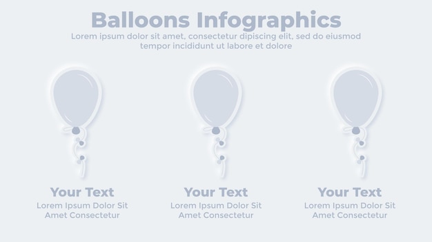 Vector neumorphic surprise balloon infographic presentation template