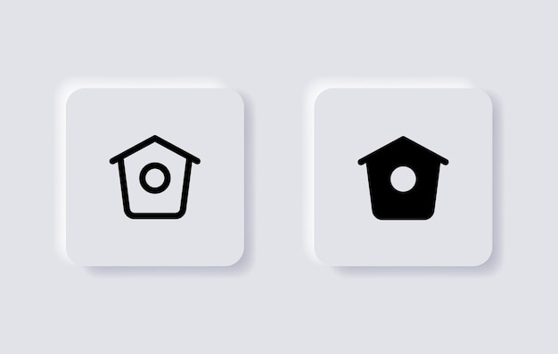 Neumorphic web home page icon or house symbol for ui ux app web in white neumorphism buttons