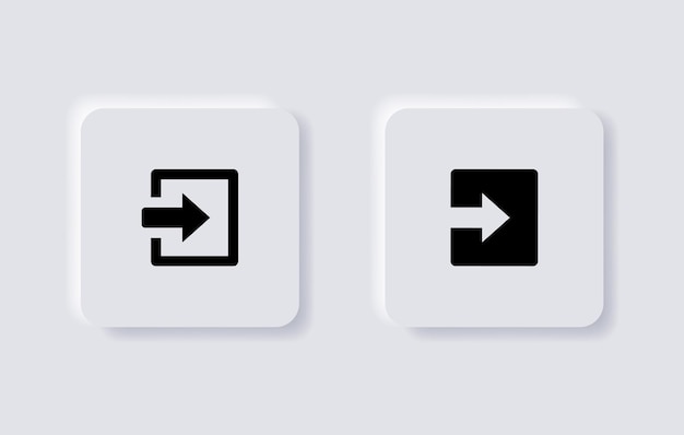 Neumorphism arrow Login icon or exit enter symbol for ui ux app web in white neumorphic buttons