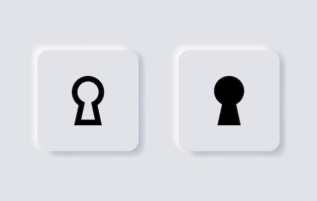 Neumorphism Keyhole icon or Door key hole symbol for ui ux app web in white neumorphic buttons