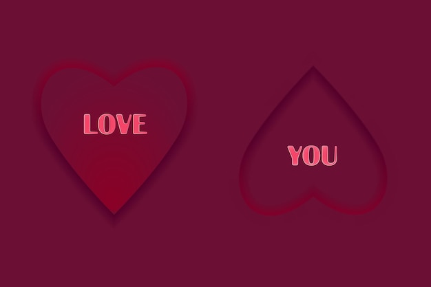 neumorphism red greeting card love you