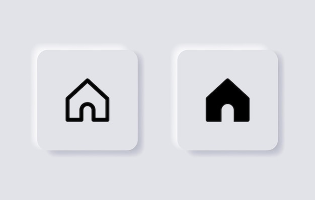 Neumorphism Web home page icon or house symbol for ui ux app web in white neumorphic buttons