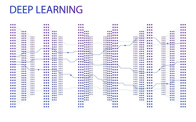 Neural network with six layers Illustration of structured big data for presentations banners post