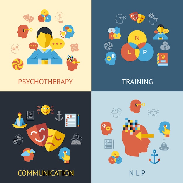 Neuro linguistic programming icons collection