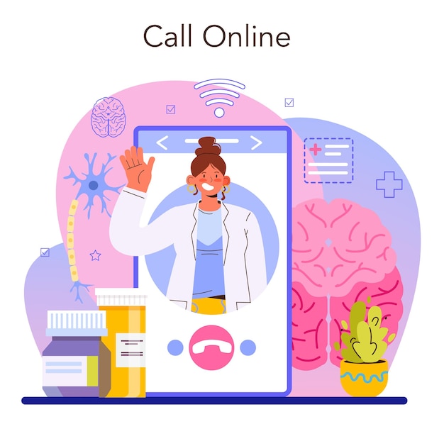 Neurologist online service or platform doctor examine and treat brain