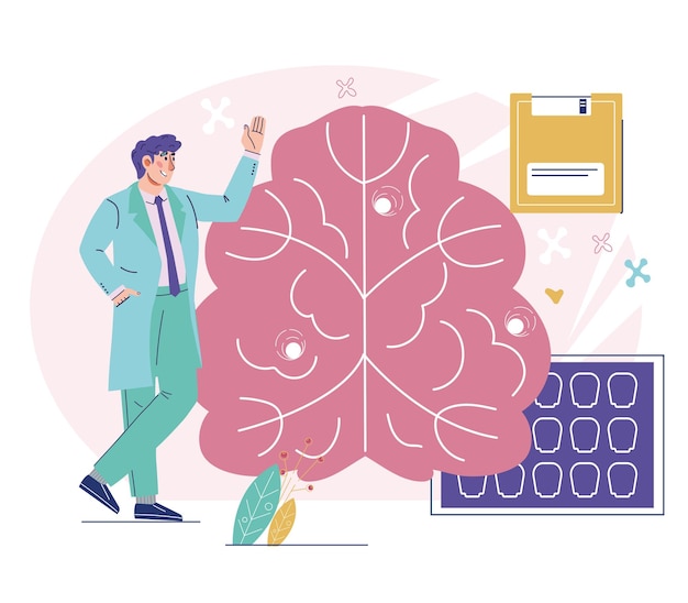 Vector neurology and research of disorders of nerves and brain vector isolated