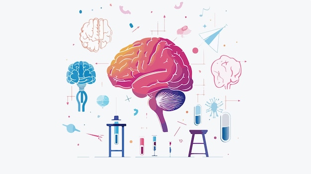 Neurology Science Concept in Flat Style Vector Illustration