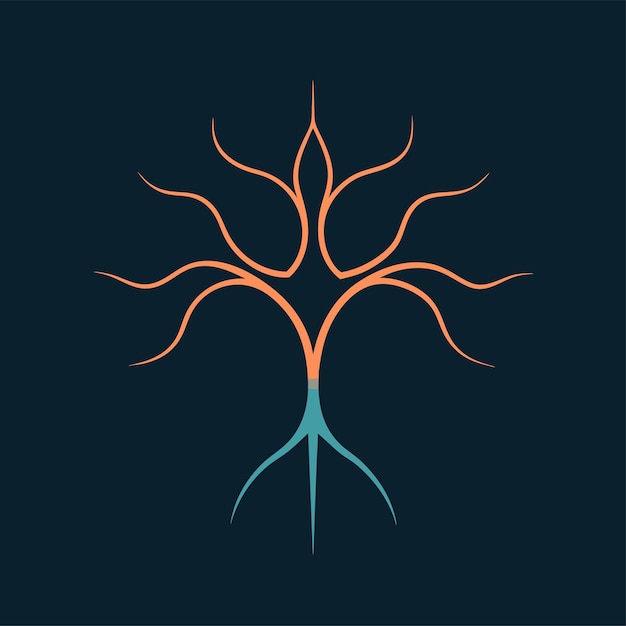 Vector neuron line art logo design concept