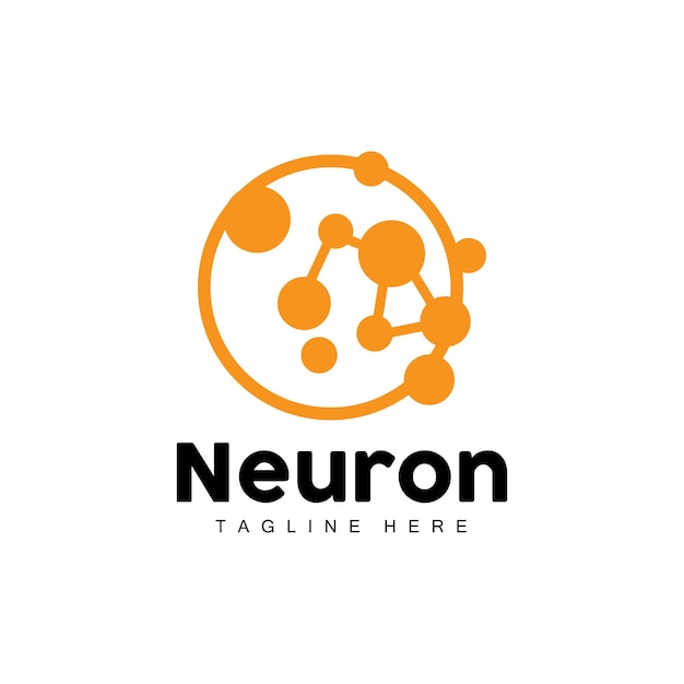 Neuron Logo Design Vector nerve cell illustration Molecular DNA health brand