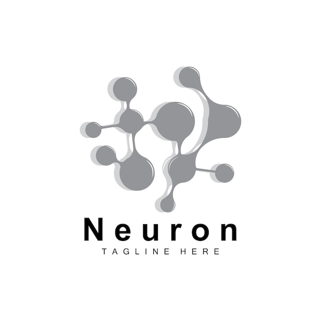 Neuron Logo Design Vector nerve cell illustration Molecular DNA health brand