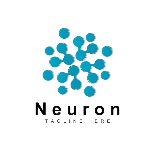 Neuron Logo Design Vector nerve cell illustration Molecular DNA health brand