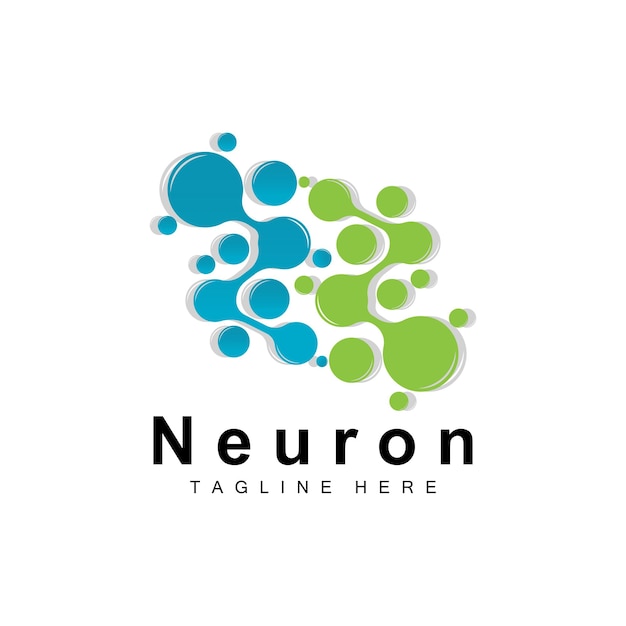 Neuron Logo Design Vector nerve cell illustration Molecular DNA health brand