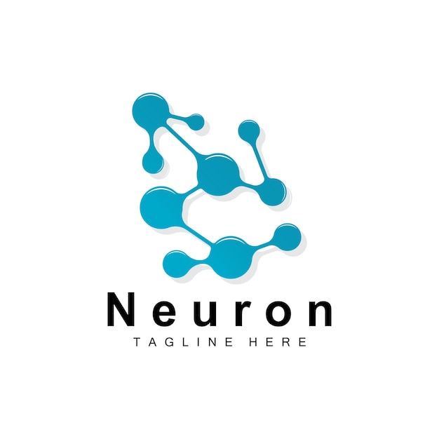 Neuron Logo Design Vector nerve cell illustration Molecular DNA health brand