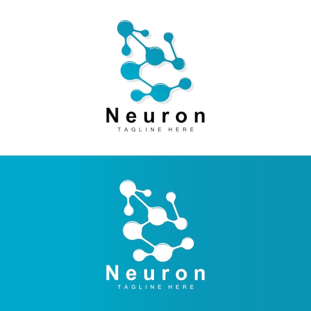 Neuron Logo Design Vector nerve cell illustration Molecular DNA health brand