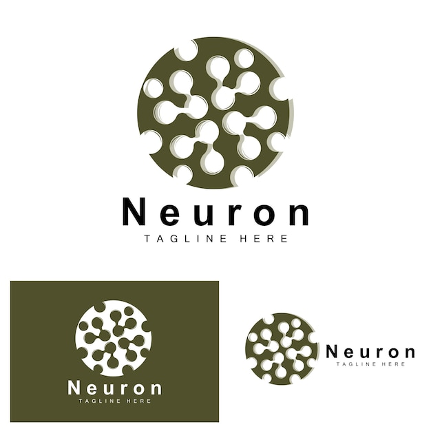 Neuron Logo Design Vector nerve cell illustration Molecular DNA health brand