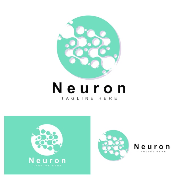 Neuron Logo Design Vector nerve cell illustration Molecular DNA health brand