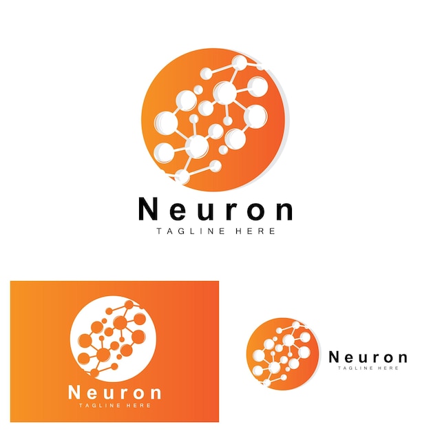 Neuron Logo Design Vector nerve cell illustration Molecular DNA health brand