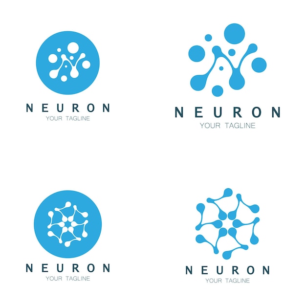 Neuron logo or nerve cell logo designmolecule logo illustration template icon with vector concept