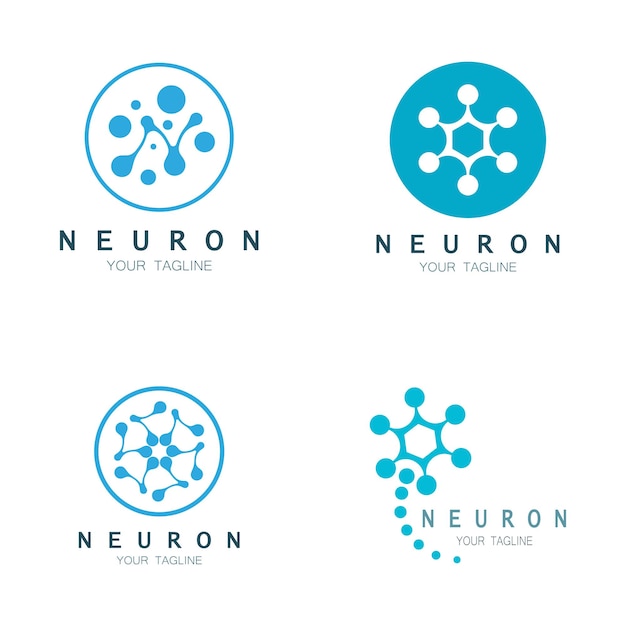 Neuron logo or nerve cell logo designmolecule logo illustration template icon with vector concept