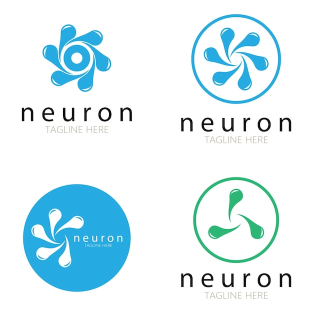 Neuron logo or nerve cell logo designmolecule logo illustration template icon with vector concept