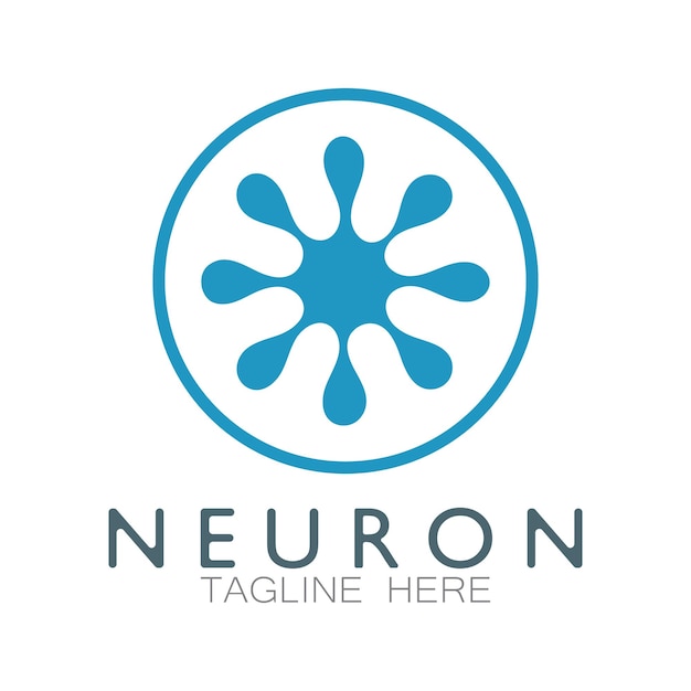 Neuron logo or nerve cell logo designmolecule logo illustration template icon with vector concept