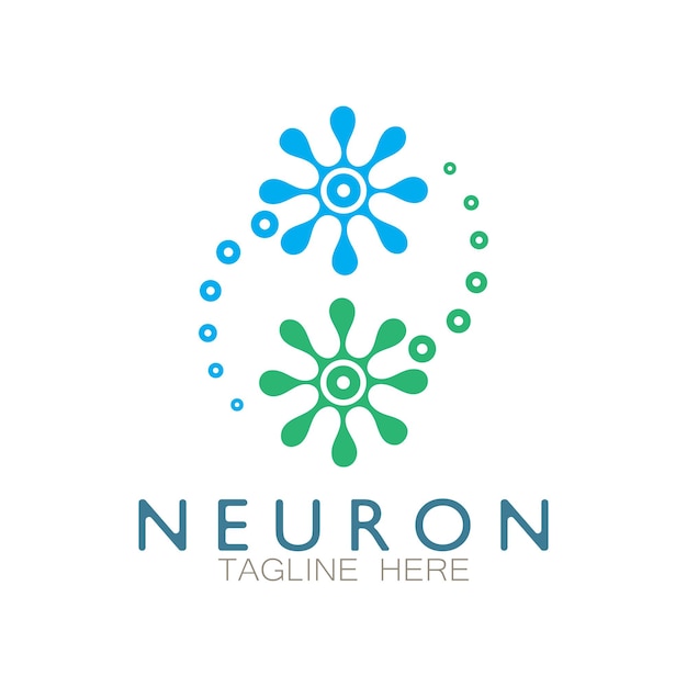 Neuron logo or nerve cell logo designmolecule logo illustration template icon with vector concept