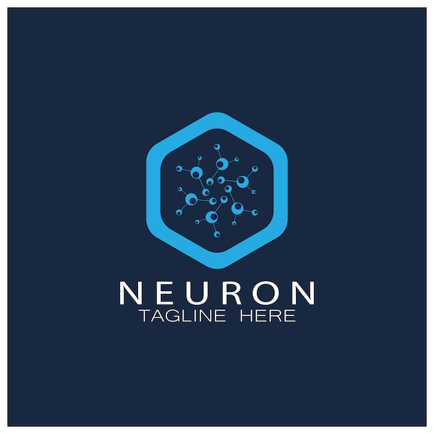 Neuron logo or nerve cell logo designmolecule logo illustration template icon with vector concept