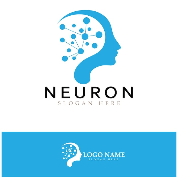 Neuron logo or nerve cell logo designmolecule logo illustration template icon with vector concept