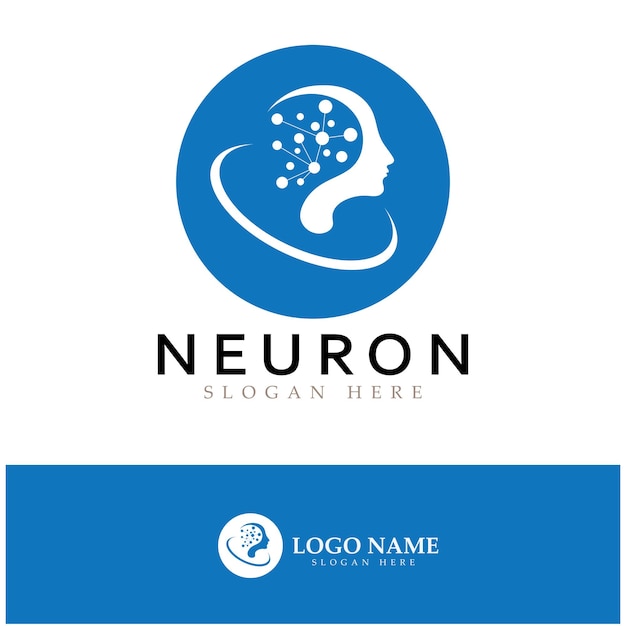 Neuron logo or nerve cell logo designmolecule logo illustration template icon with vector concept