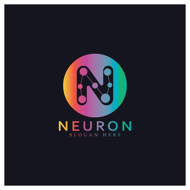 Neuron logo or nerve cell logo designmolecule logo illustration template icon with vector concept