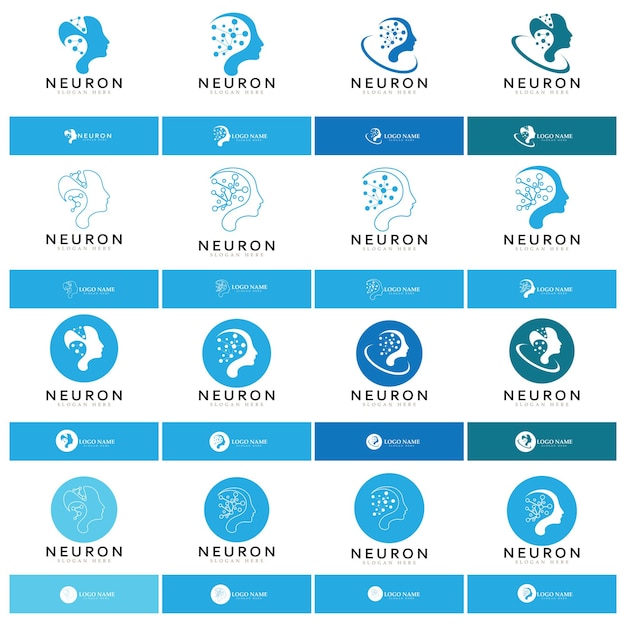 Neuron logo or nerve cell logo designmolecule logo illustration template icon with vector concept