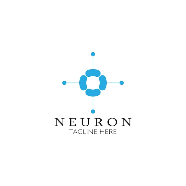 Neuron logo or nerve cell logo designmolecule logo illustration template icon with vector concept