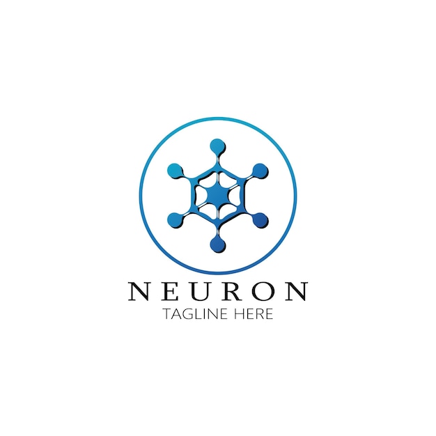 Neuron logo or nerve cell logo designmolecule logo illustration template icon with vector concept