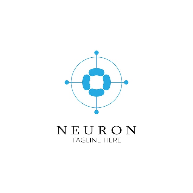 Neuron logo or nerve cell logo designmolecule logo illustration template icon with vector concept