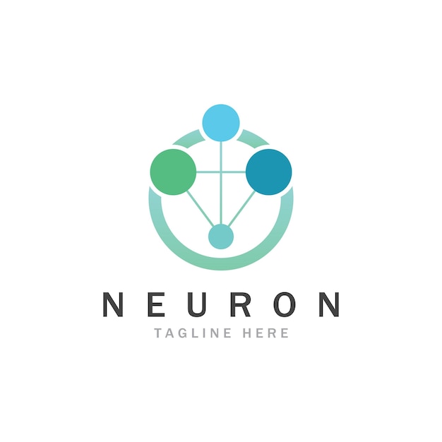 Neuron logo or nerve cell logo designmolecule logo illustration template icon with vector concept