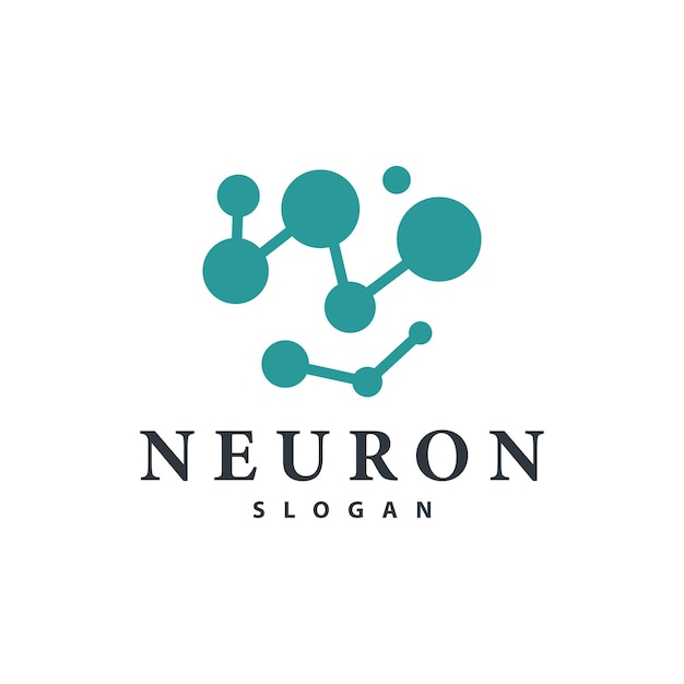 Neuron logo simple design network cel technology particles template Illustration