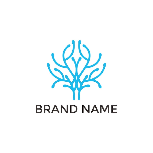 Neuron Nerve Cell or Coral Seaweed logo design