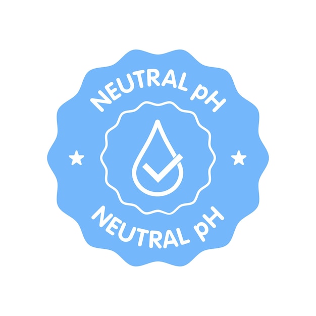 Neutral pH balance logo icon for shampoo or cream Ph sign label with drop Vector