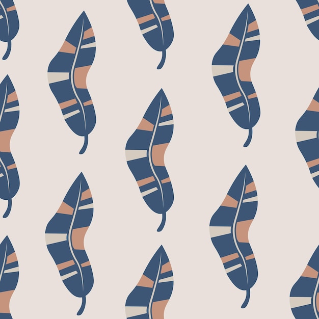 Neutral seamless pattern with abstract leaves