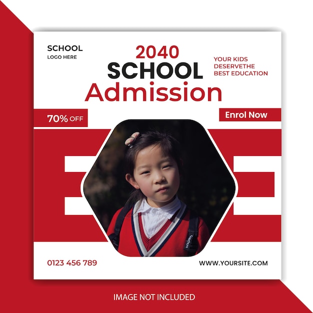 New Admission social media post education banner design vector