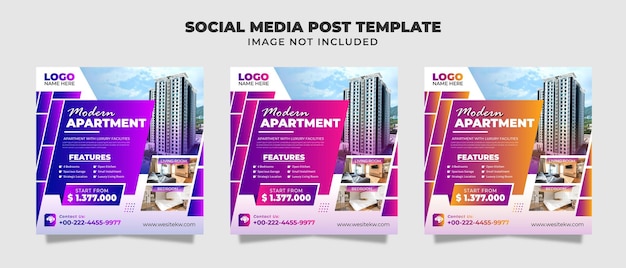 New Apartment Building Social Media Instagram Post, Flyer And Banner Template